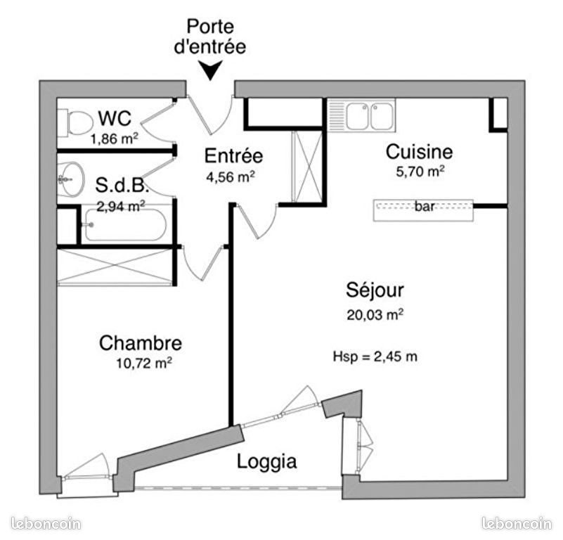 Appartement à louer, 50m², Cergy