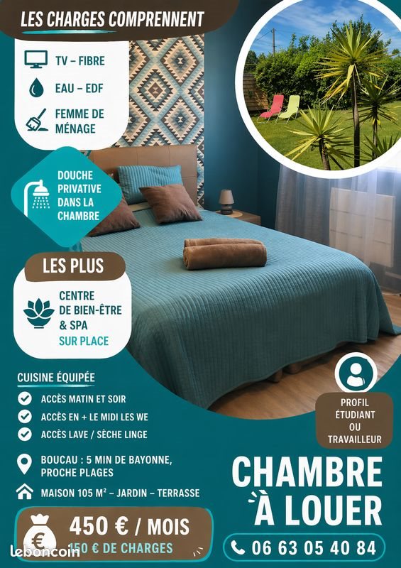 Maison à louer, 105m², Boucau