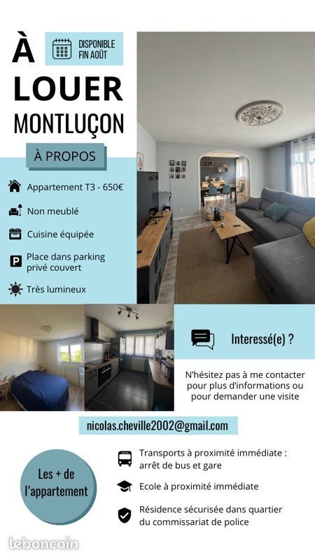 Appartement à louer, 80m², Montluçon
