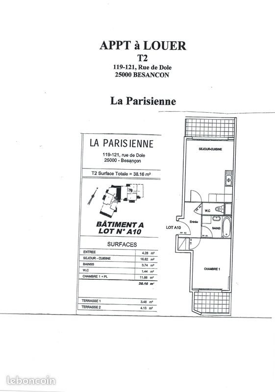 Appartement à louer, 38m², Besançon