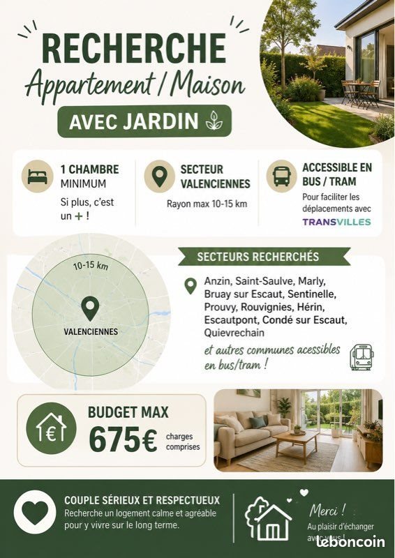 Maison à louer, 55m², Valenciennes
