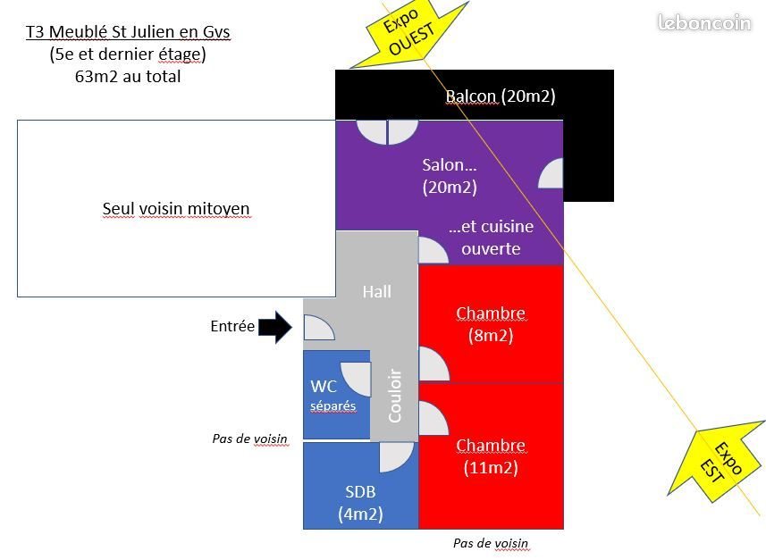 Appartement à louer, 63m², Saint-Julien-en-Genevois