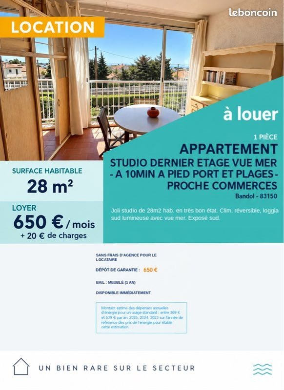 Appartement à louer, 28m², Bandol