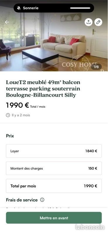 Appartement à louer, 49m², Boulogne-Billancourt