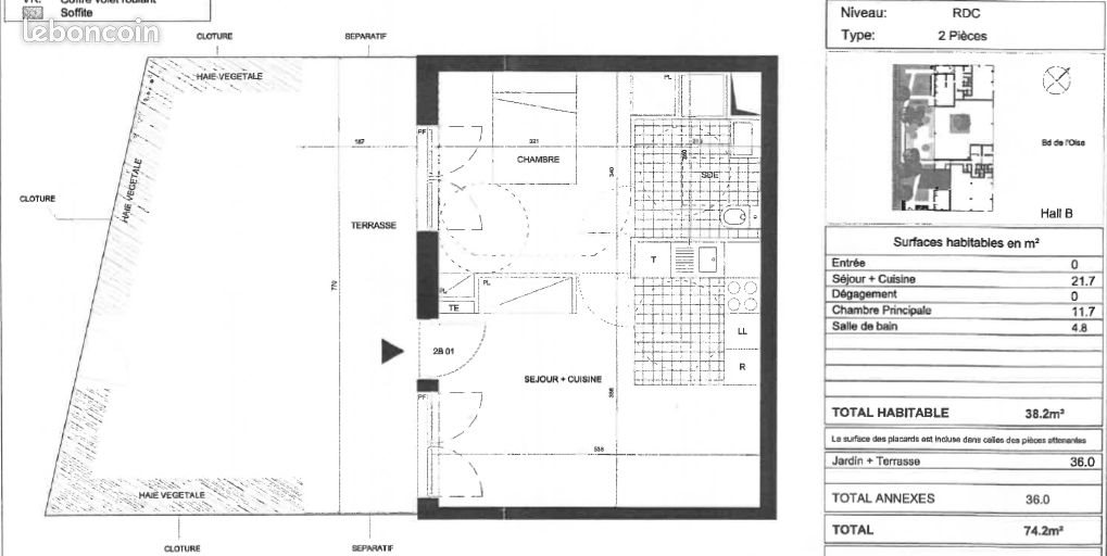 Appartement à louer, 38m², Cergy