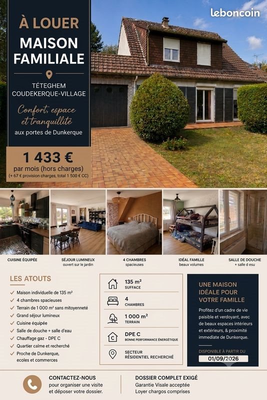 Maison à louer, 130m², Téteghem