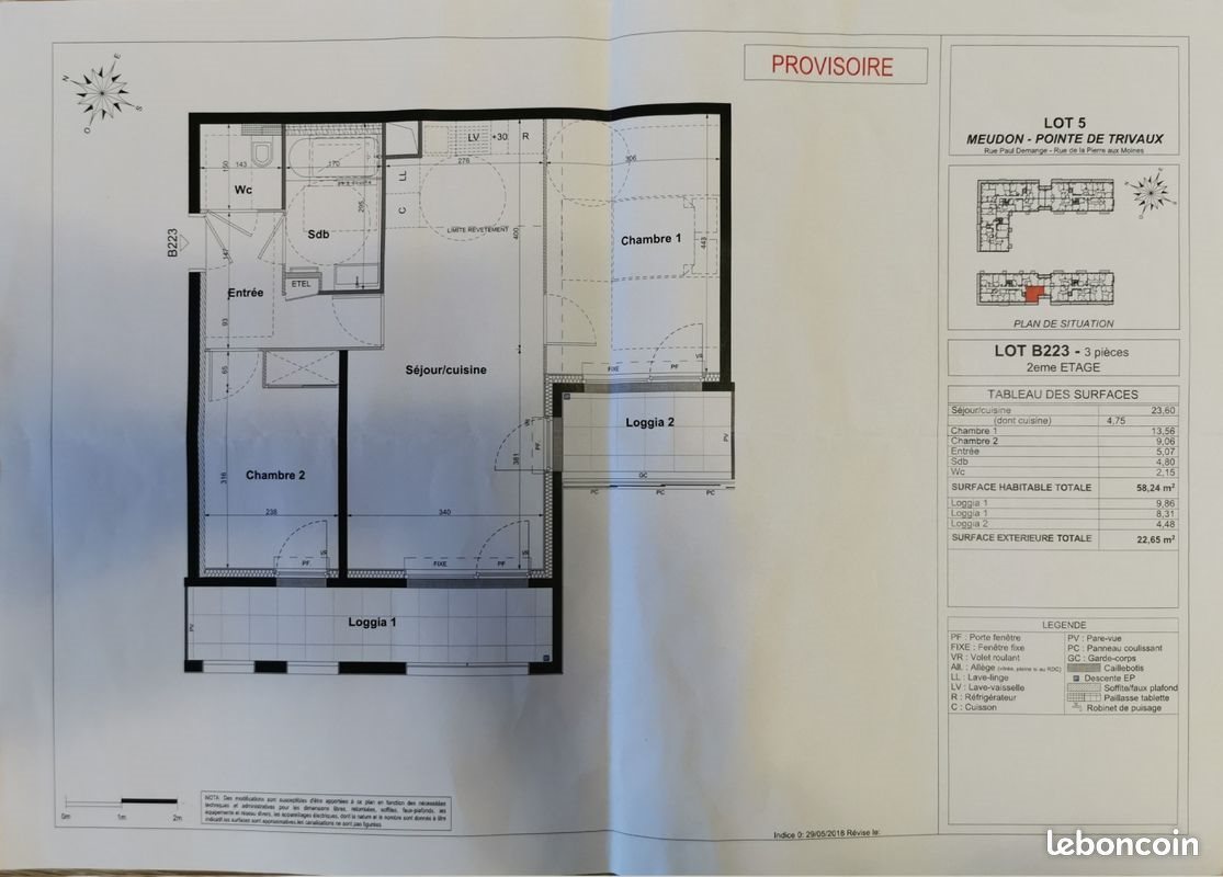 Appartement à louer, 58m², Meudon
