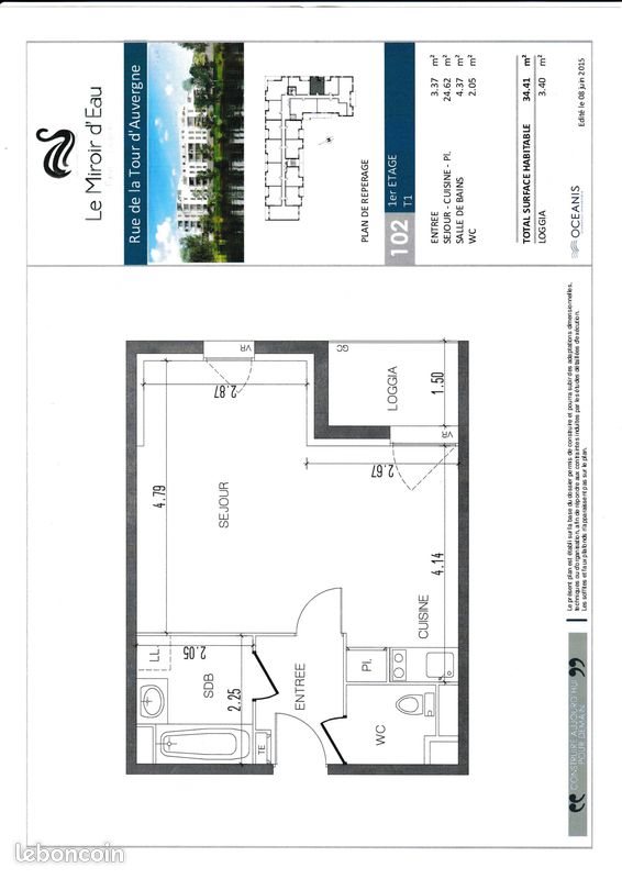 Appartement à louer, 34m², Lognes
