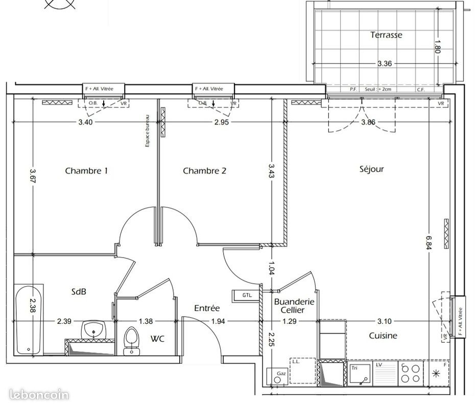 Appartement à louer, 64m², Dax