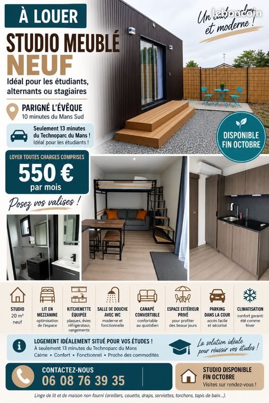 Appartement à louer, 20m², Parigné-l'Evêque