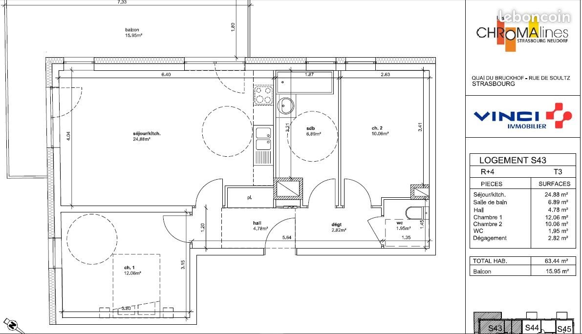 Appartement à louer, 63m², Strasbourg