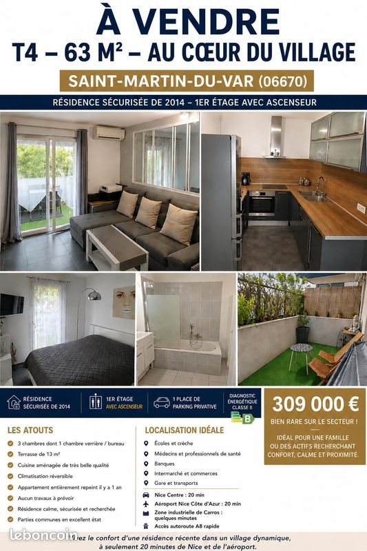 Appartement à vendre, 63m², Saint-Martin-du-Var