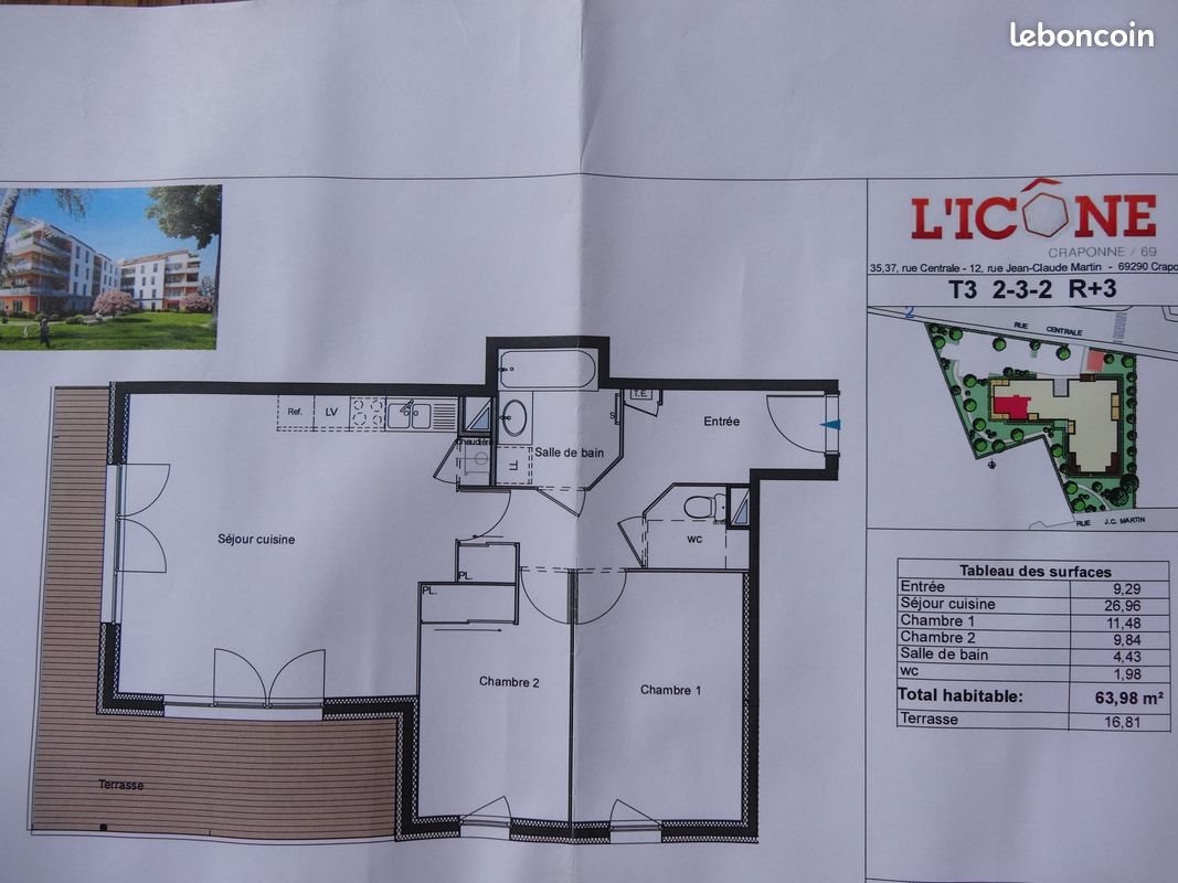 Appartement à vendre, 64m², Craponne