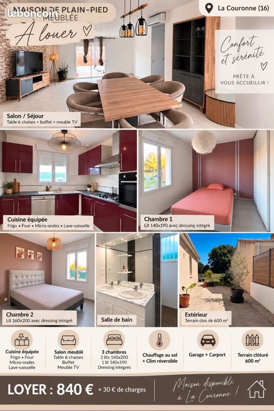 Maison à louer, 90m², La Couronne