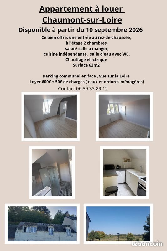 Appartement à louer, 63m², Chaumont-sur-Loire