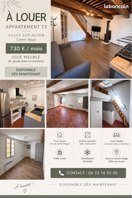 Appartement à louer, 75m², Villes-sur-Auzon