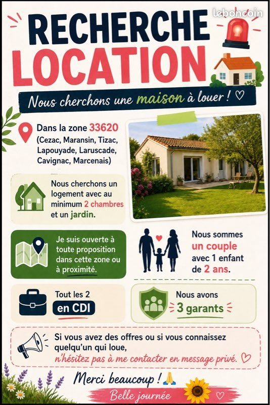 Maison à louer, 80m², Laruscade