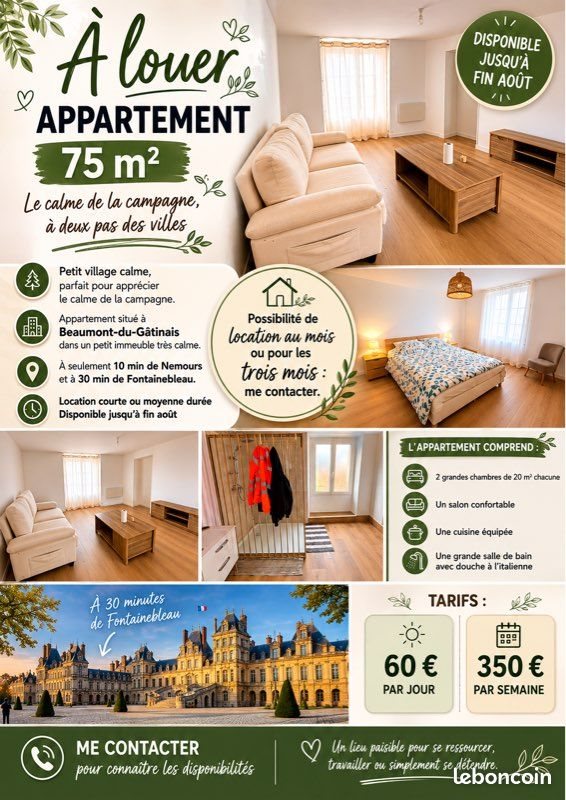 Appartement à louer, 75m², Beaumont-du-Gâtinais