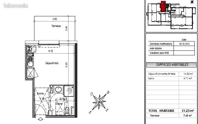 Appartement à vendre, 21m², Bassussarry