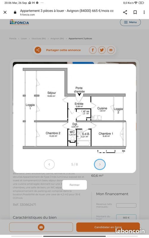 Appartement à louer, 60m², Avignon