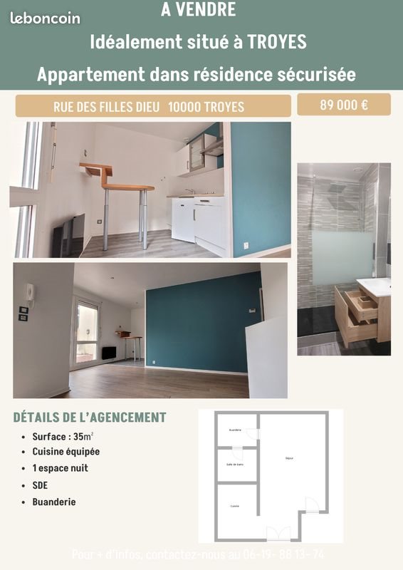 Appartement à vendre, 35m², Troyes