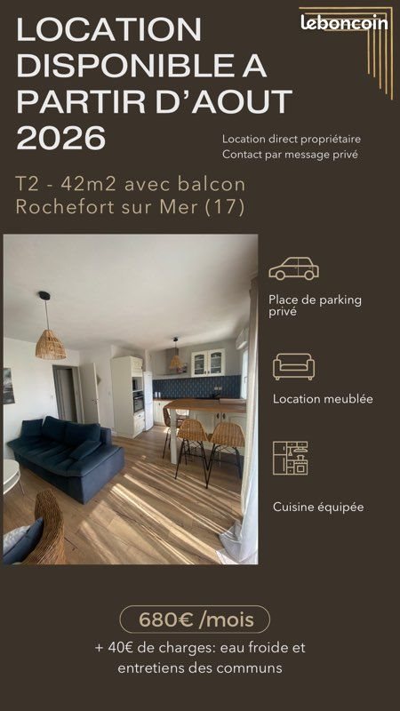 Appartement à louer, 42m², Rochefort