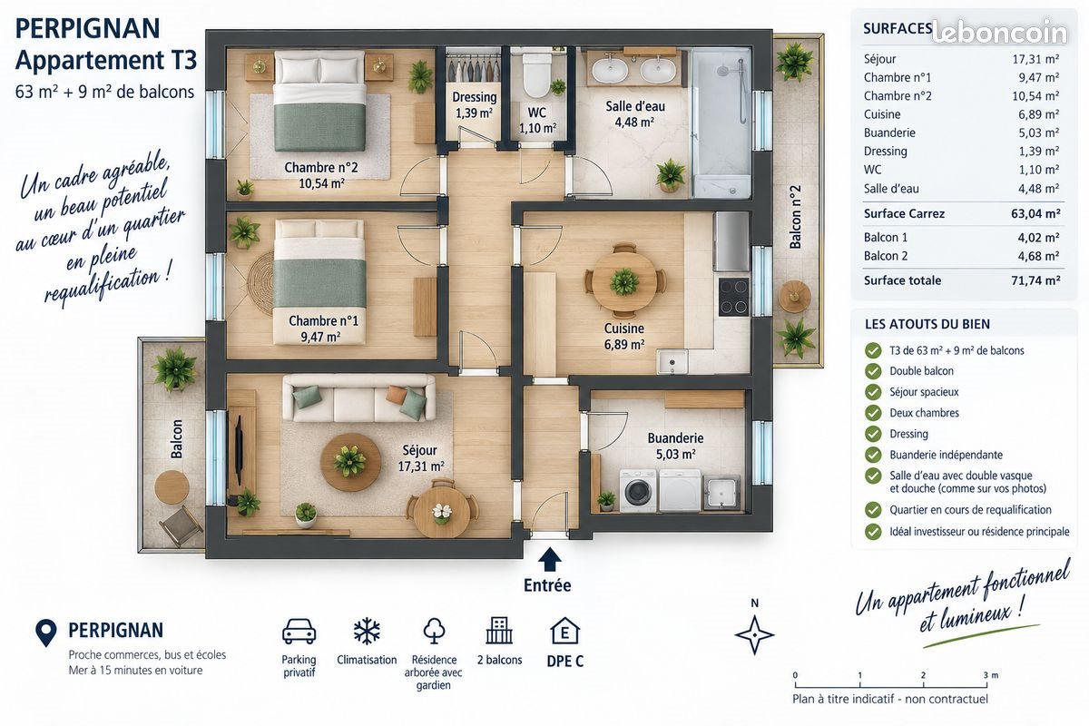 Appartement à vendre, 64m², Perpignan