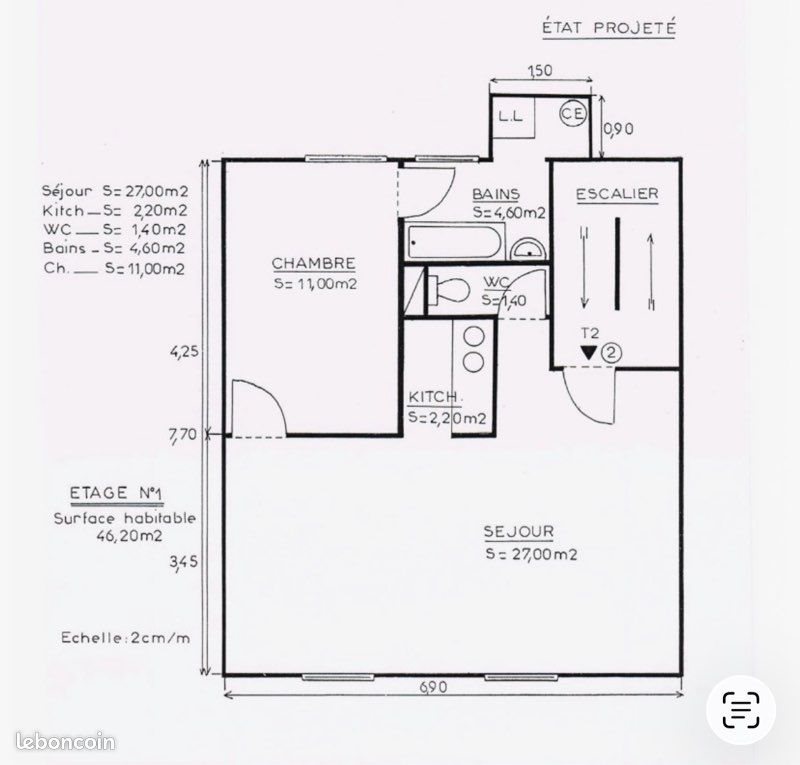 Appartement à louer, 46m², Tours