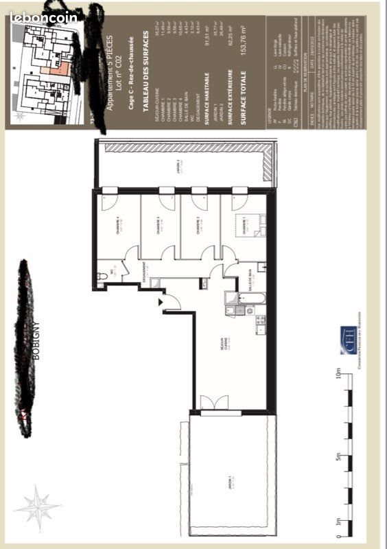 Appartement à louer, 91m², Bobigny