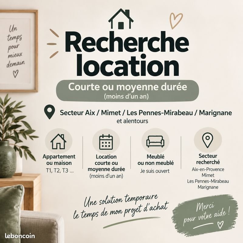 Appartement à louer, 50m², Bouc-Bel-Air