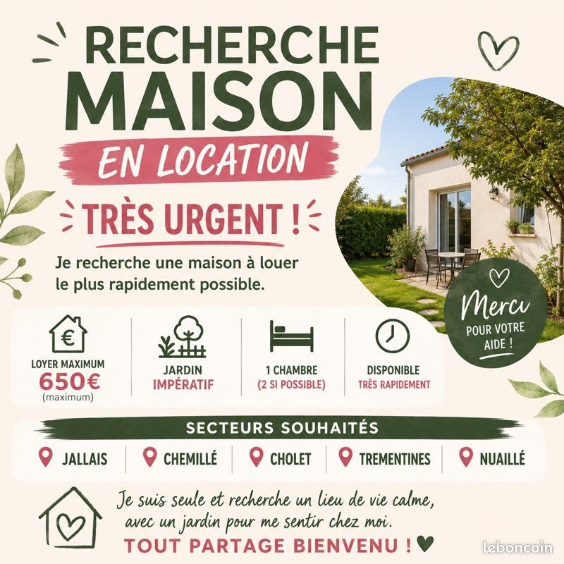 Maison à louer, 60m², Cholet