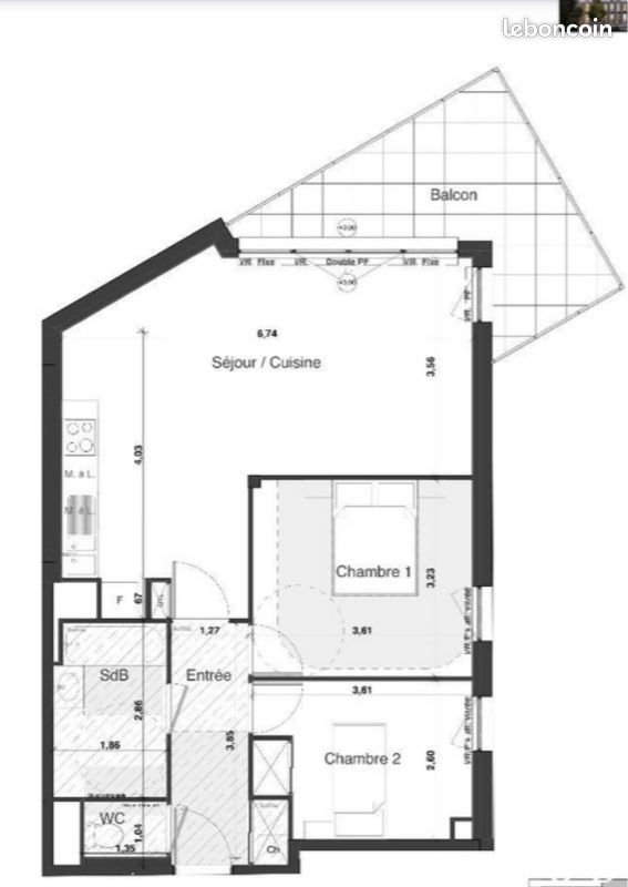 Appartement à louer, 62m², Tours