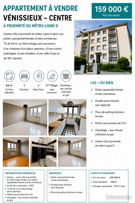 Appartement à vendre, 44m², Vénissieux