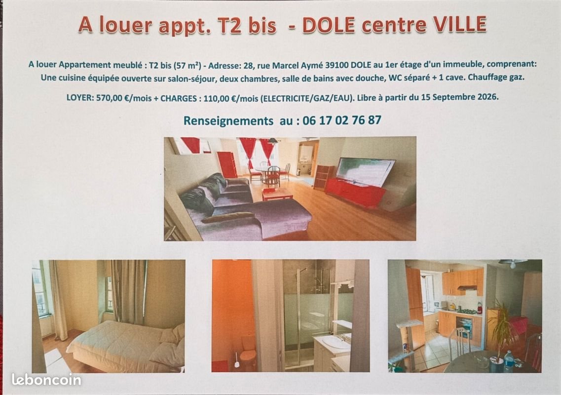 Appartement à louer, 57m², Dole
