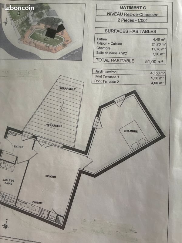 Appartement à louer, 51m², Cenon