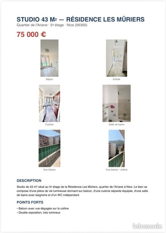 Appartement à vendre, 43m², Nice