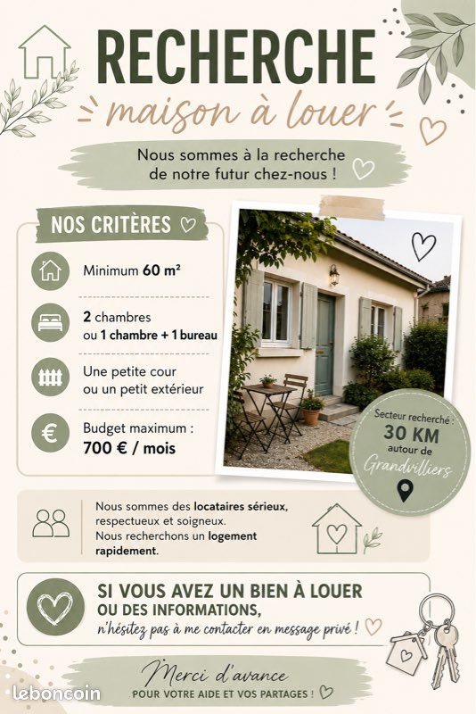 Maison à louer, 60m², Grandvilliers
