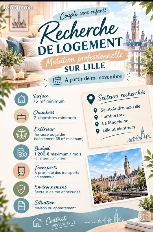 Maison à louer, 80m², Lille