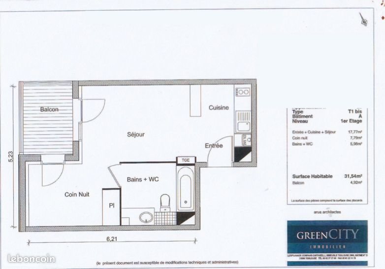Appartement à louer, 31m², Toulouse