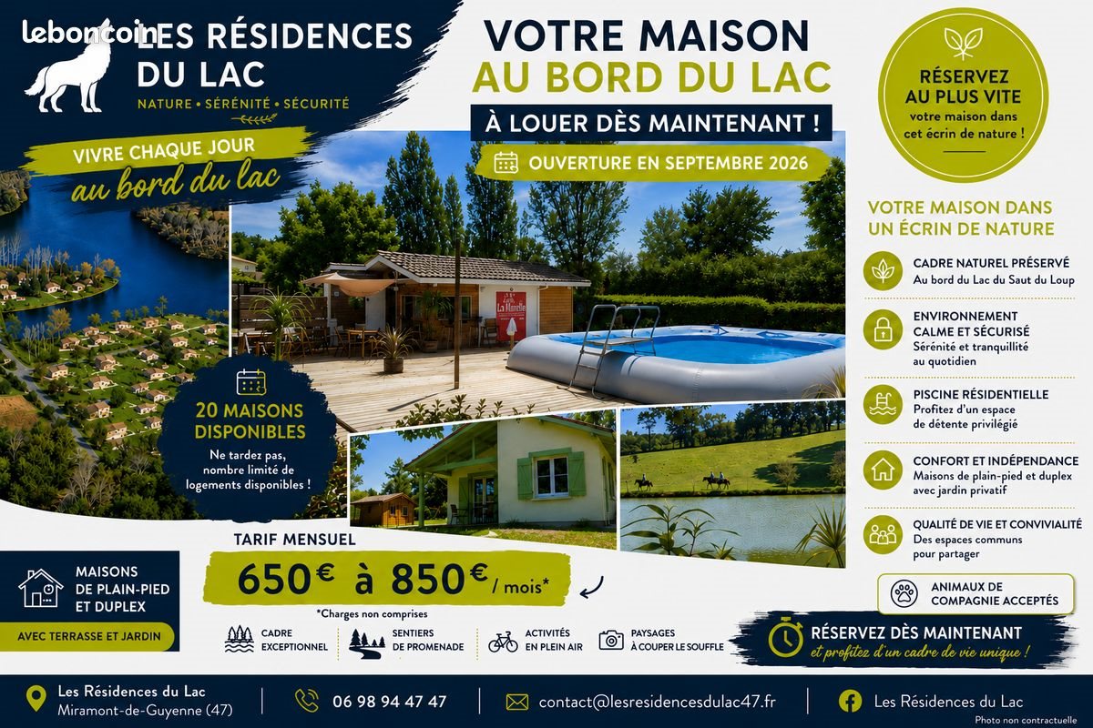 Maison à louer, 69m², Miramont-de-Guyenne