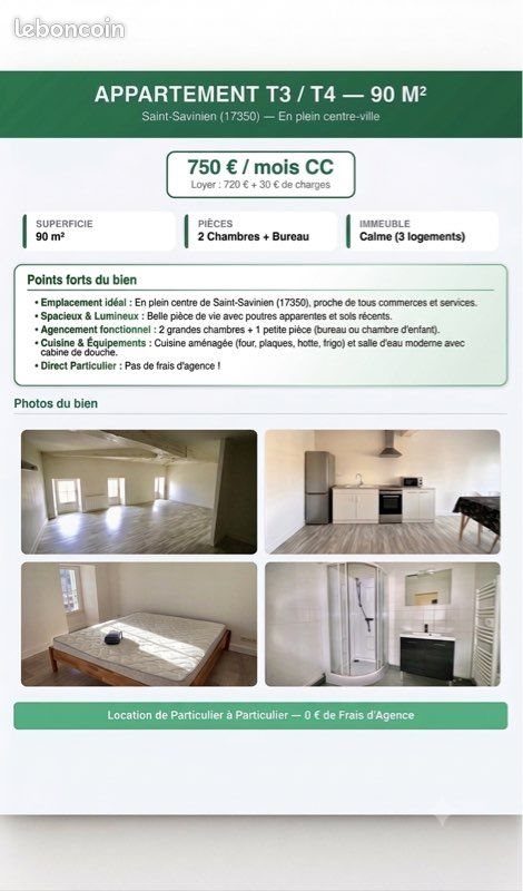Appartement à louer, 91m², Saint-Savinien
