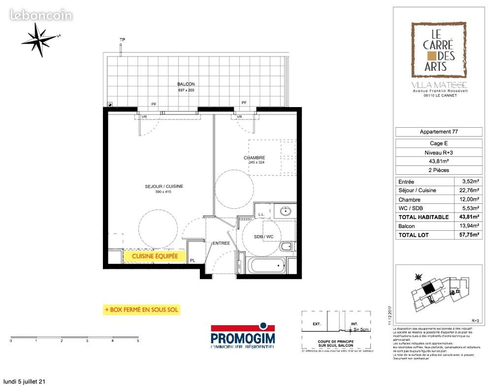 Appartement à louer, 44m², Le Cannet