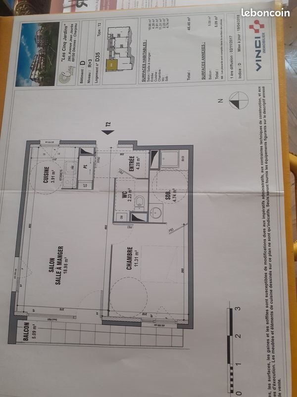 Appartement à louer, 45m², Décines-Charpieu