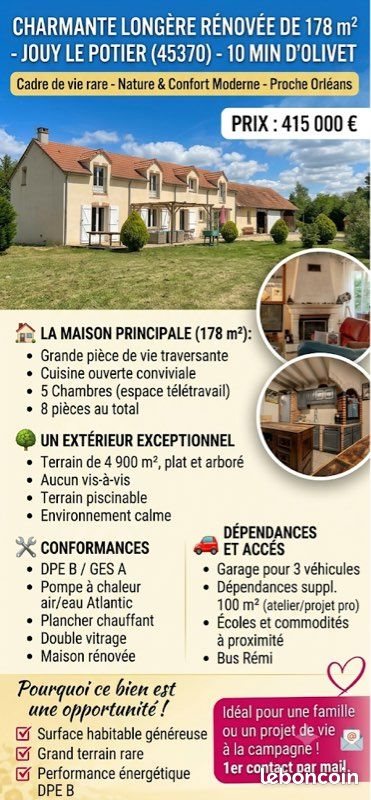 Maison à vendre, 178m², Jouy-le-Potier