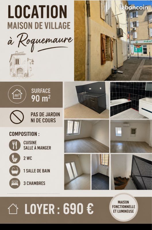 Maison à louer, 90m², Roquemaure