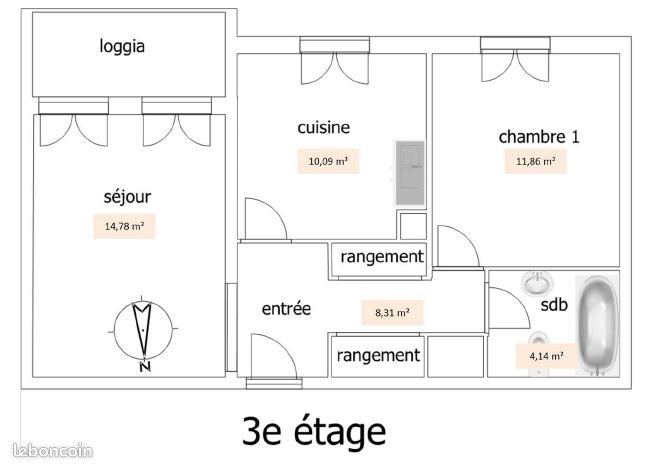 Appartement à louer, 49m², Lons-le-Saunier