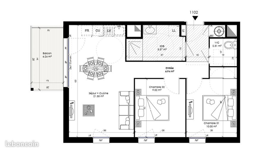 Appartement à louer, 55m², Guidel