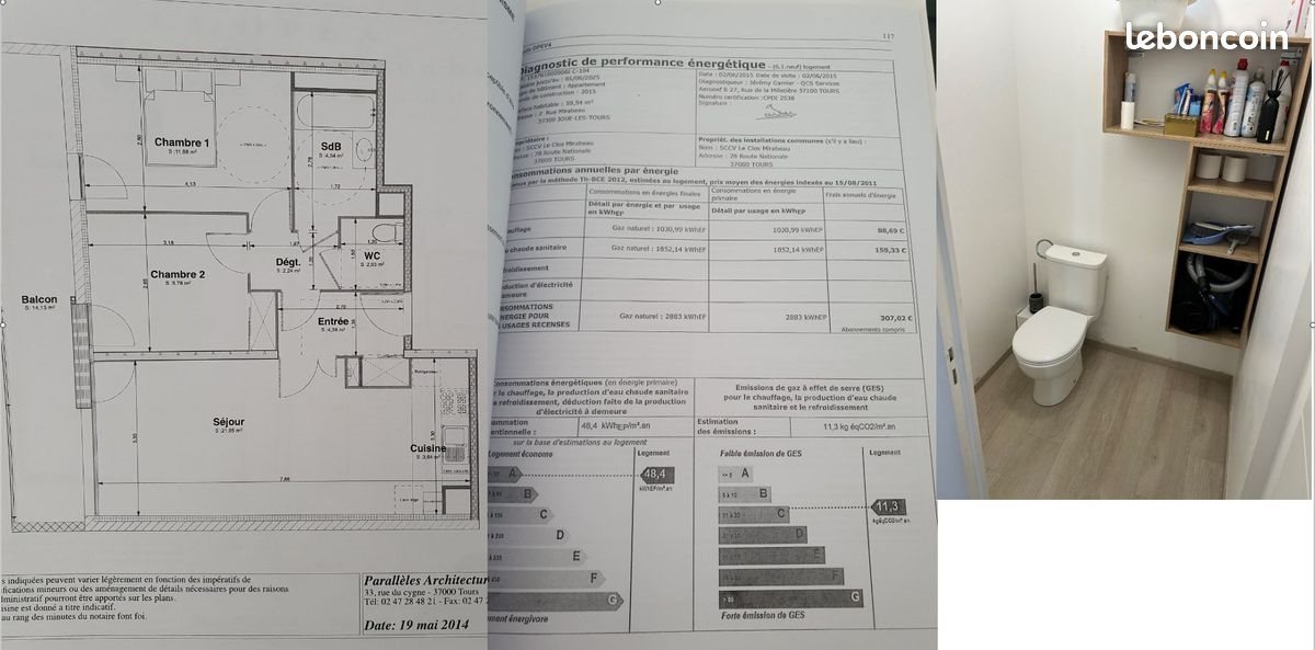 Appartement à louer, 60m², Joué-lès-Tours