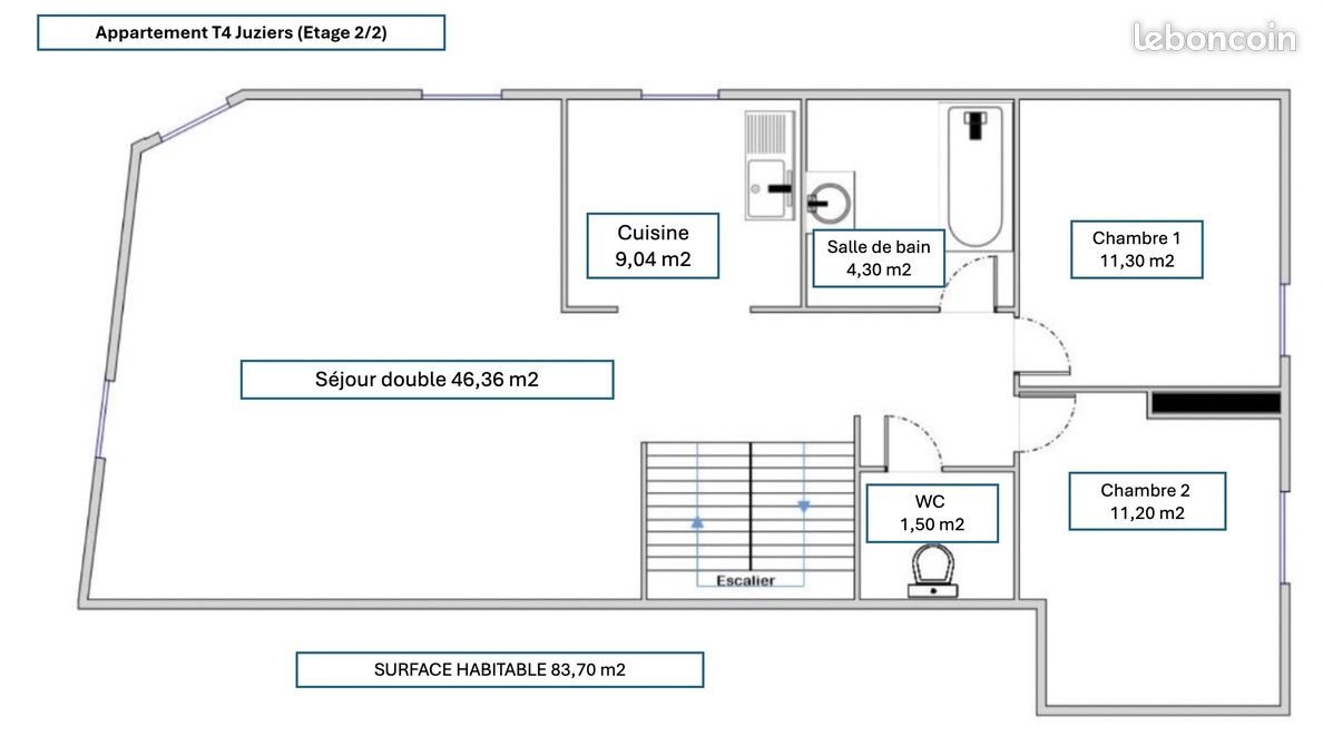 Appartement à louer, 83m², Juziers