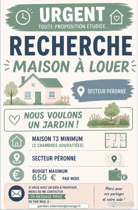 Maison à louer, 60m², Péronne